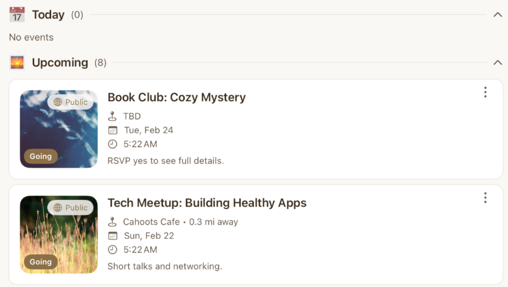 Acorn Social personal dashboard